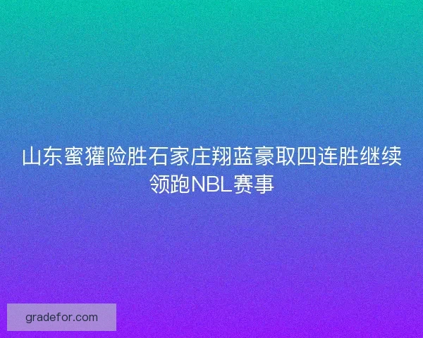 山东蜜獾险胜石家庄翔蓝豪取四连胜继续领跑NBL赛事